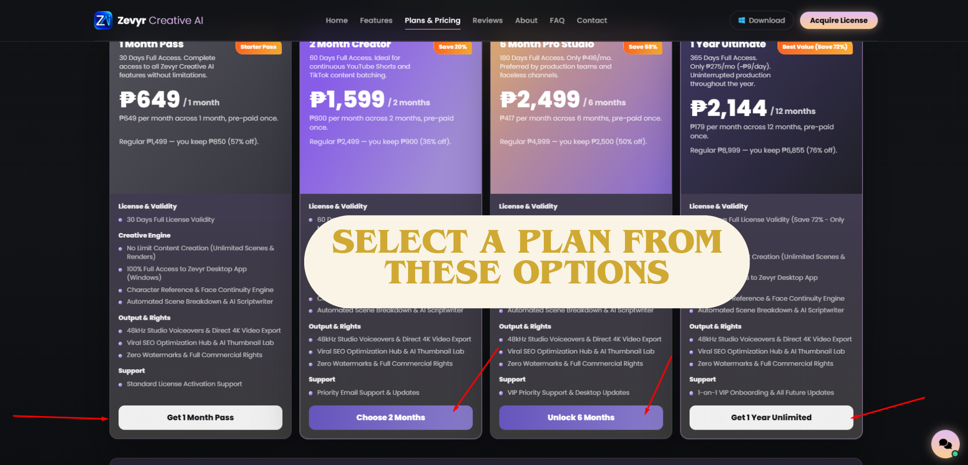 Step 4: Select a plan from options
