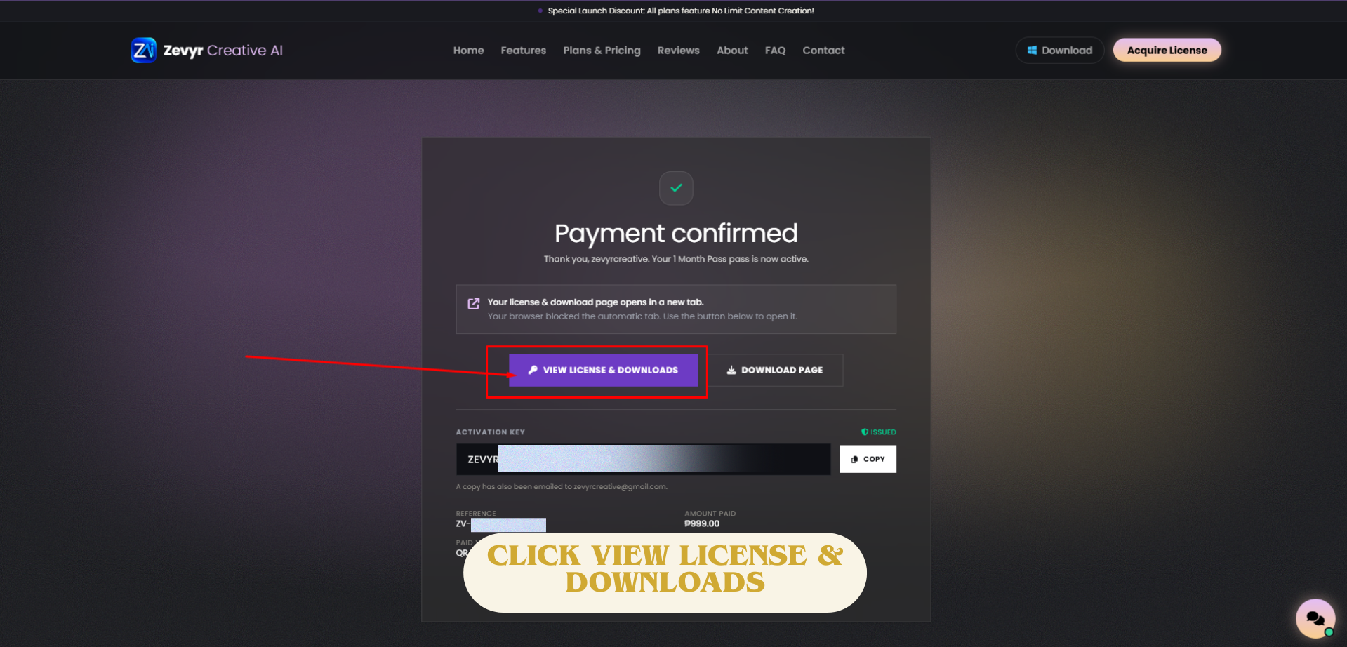 Step 8: Click View License and Downloads